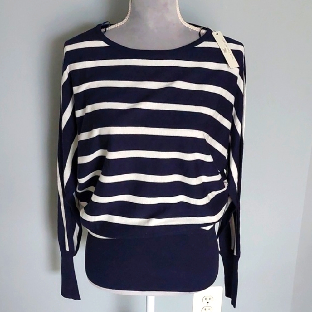 NWT Tart black and white blouson pullover with cashmere, size L